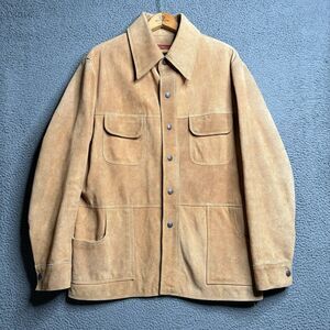 Vintage Pypsa Brown Suede Men's Jacket Size 42 Farm Chore Jacket Scoville